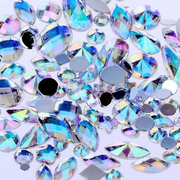 Svart AB Diy Icke-hotfix Flatback Akryl Nagelstenar Rhinestones Smycken För 3d Naglar Konst