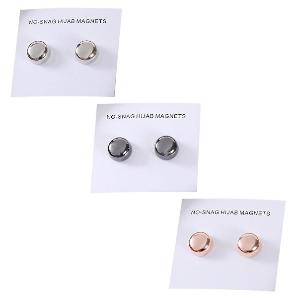 3 par magnetiska knappar i legering, kvinnors sjalspännen, magnetiska mantelknappar, klädkrageknappar (1,2X1,2X1,5CM, som visas på bilden)