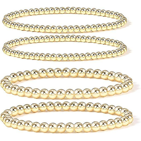 14k Guldpläterad Pärlarmband Stretchig Elastisk Guld Pärlarmband För Kvinnor