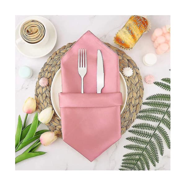 24 stk. Satin Servietter Firkantede Servietter til Middagsfester Servietter til Fest Bløde Servietter til Romantiske Middage (rose gold)
