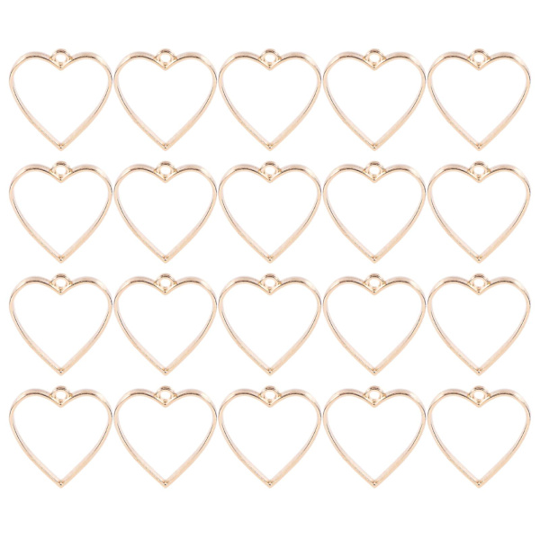20 stk. dekorative vedhæng DIY smykketilbehør hjerteformet halskæde vedhæng (3X3.2 cm, guld)