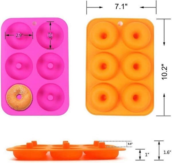 6-hullet silikon donutformer, sett med 2 non-stick bakebrett