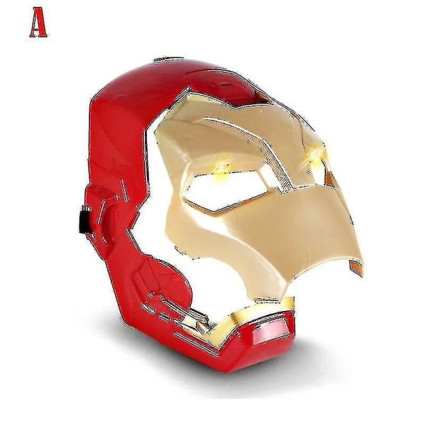 Marvel Avengers 4 Iron Man Captain America Mask Light Sound Åben maske til børn Halloween（A）