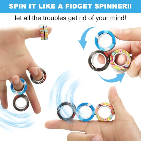 9 st färgglada fingermagnet-ringar