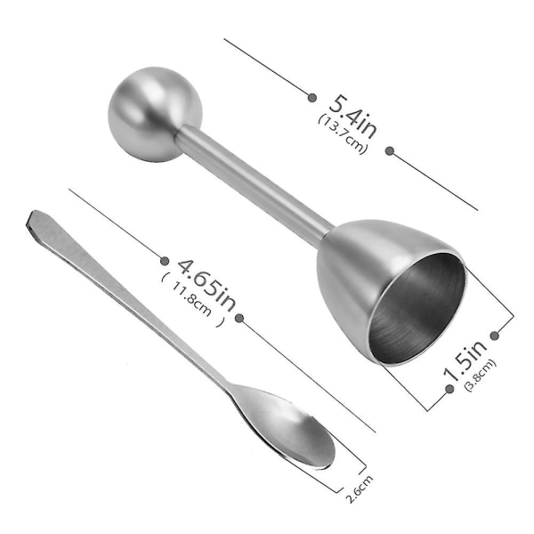 Rustfritt stål eggseparator, 4 skjeer, 4 kopper, 1 skallfjerner (sølv)