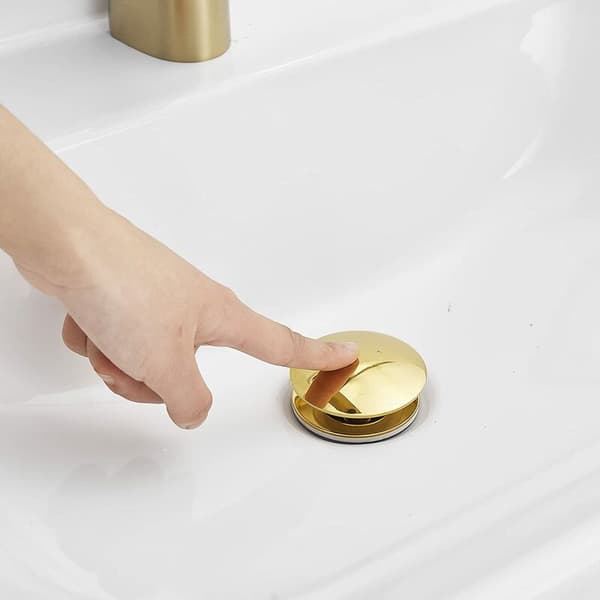 Guld Pop Up Diskhopropp utan Överflöde, Avloppspropp med Sil Korg, Mässing Badrum Diskho Avfallspropp