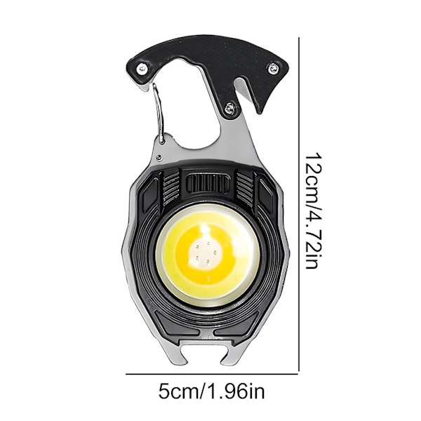 Ny multifunktionel nøglering lommelygte 6 tilstande genopladelig lighter（sort）