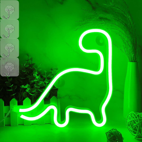 Neon Dinosaur Lys, Hængende LED Natlys, USB/Batteridrevet