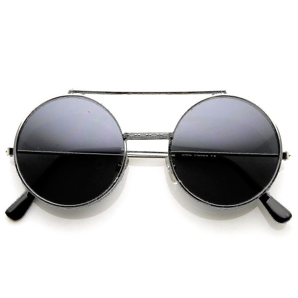 Limited Edition Color Flip-up Lens Round Circle Django Solglasögon_dxm（Black Smoke）