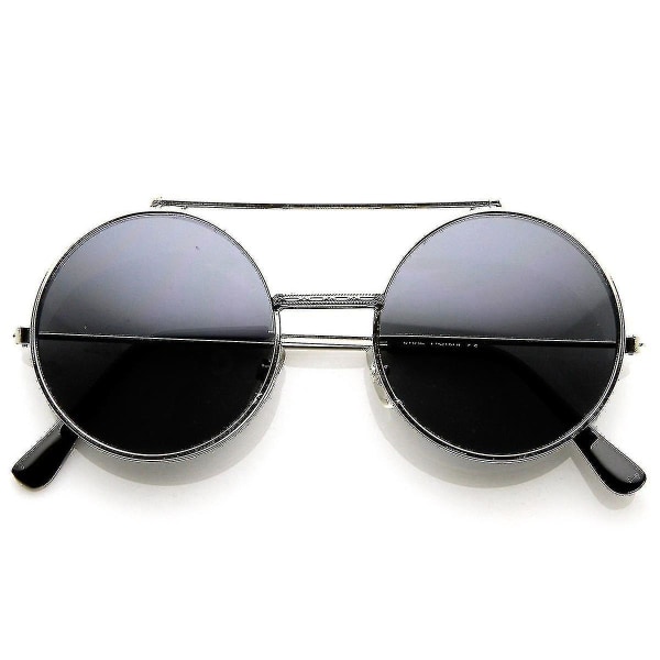 Limited Edition Color Flip-up Lens Round Circle Django Sunglasses_dxm（Black Smoke）