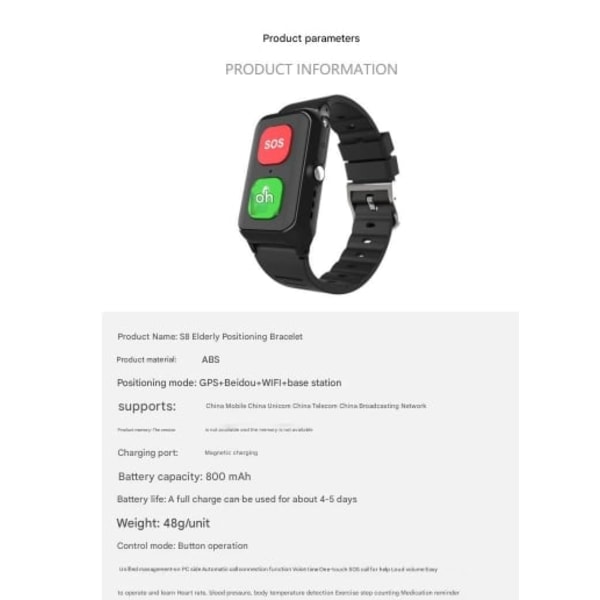 Äldre nödanrop, Sos armband armband armband nödanrop Gps klocka för seniorer barns nödarmband