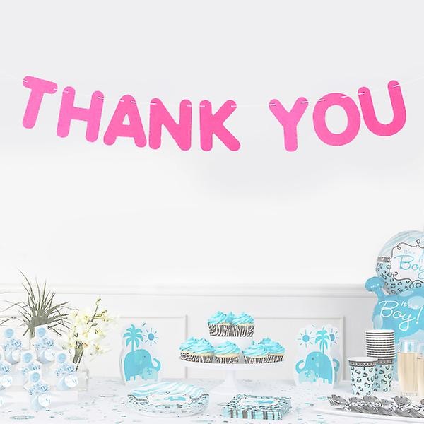Tack Banner Bröllop Vimpel Girlang Dekoration Bröllop Thanksgiving Mors Dag Fest Dekorationer (Rosa) (Rosa)