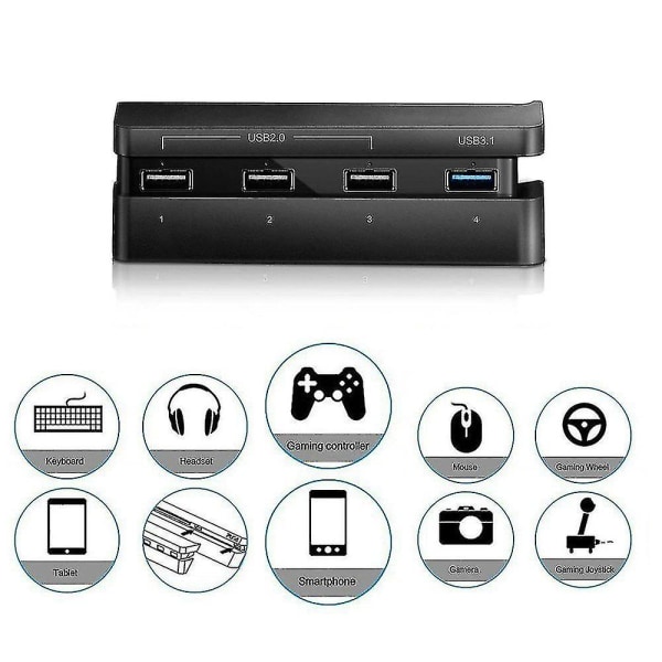 Ps4 Slim Gaming Console Hub, 4 Usb Port Hub För Ps4 Slim, Usb 3.1 Hög Hastighet Usb 2.0