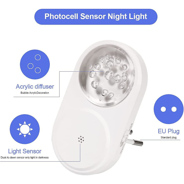 Nattlys stikkontakt barn rgb nattlys baby med daggry sensor energisparende