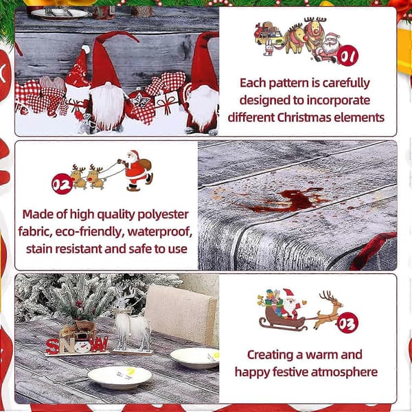 Grå rektangulær juledug - vandtæt, pletafvisende, vaskbar festdekoration