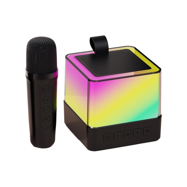 Karaokemaskin med 1 trådlös mikrofon Bärbar Bluetooth -högtalare med HD-ljud PA-systemstöd Vocal Cut USB AUX-ingång för festmöte（Svart）