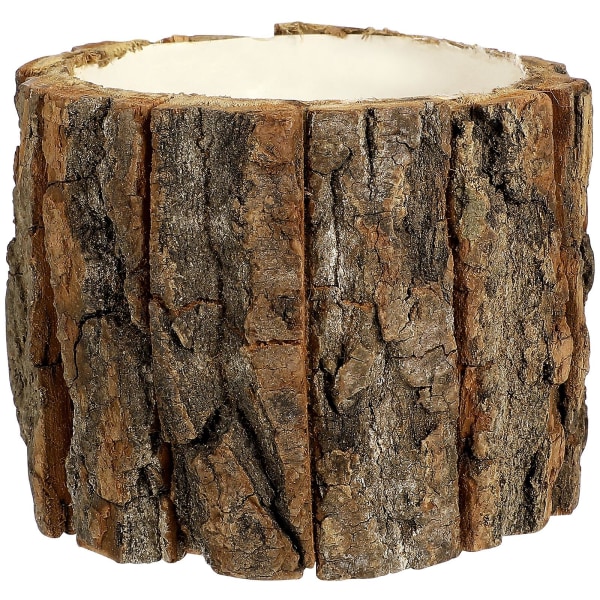 Puinen kukkaruukku Luonnonpuukuoren kukkaruukku Kukkaruukku Antiikkikonttipuutarha Kodinsisustus (12X12X10 cm, kuten kuvassa)