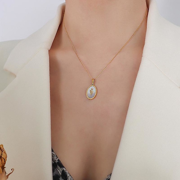 Tulip vit halsband i pärlemor, fransk retro mångsidig design smycken, titanstål halsband