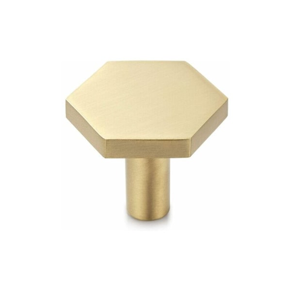 Set med 4 väggkrokar i borstad mässing, 34 mm x 21 mm, guld handdukskrok för badrum, klädhängare, handdukshängare (Hex)