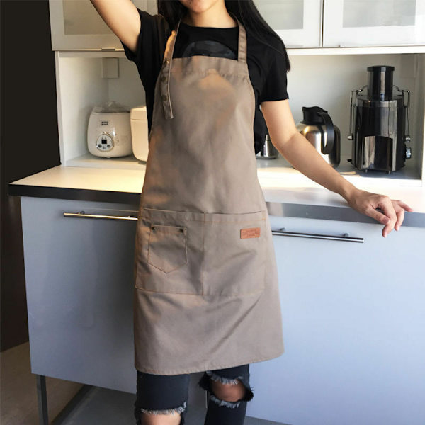 Nytt trendigt köksförkläde i canvas för kvinnor och män, kockförkläde, grillförkläde, restaurang, bar, butik, café, skönhetssalong, nagelstudio, uniform, 1 st (svart)