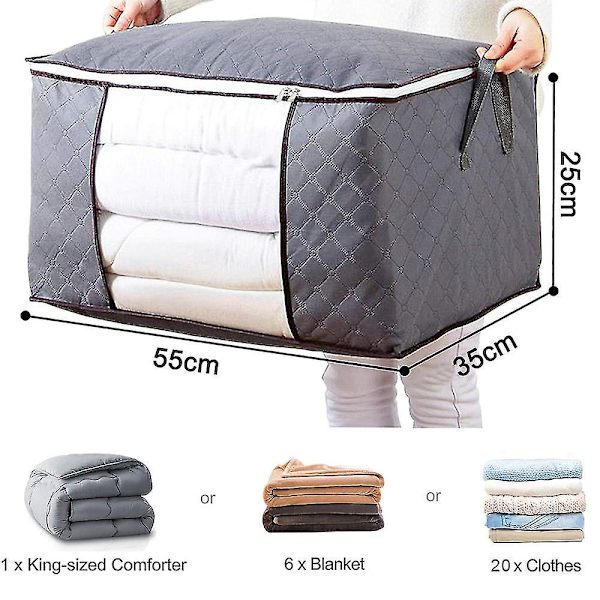 Lifewit Förvaringsväska för kläder, 3-pack, 90 liter, grå