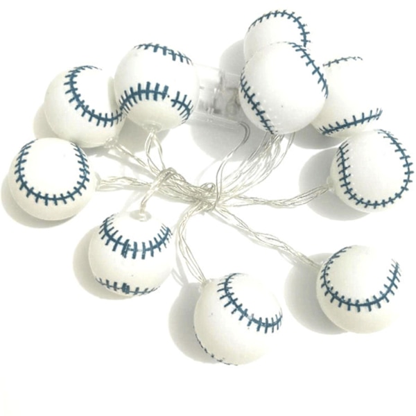 Baseball-formade ljusslingor, batteridrivna sport-rumsdekorationsljus för pojkars sovrum, fest, bar