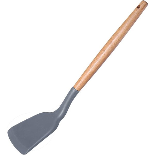 Silikonspatel för wok, halkfri stekspade, bekvämt trähandtag, isolerad, non-stick köksredskap, stekspade för matlagning, bakning, omrörning, extra 12,5\"