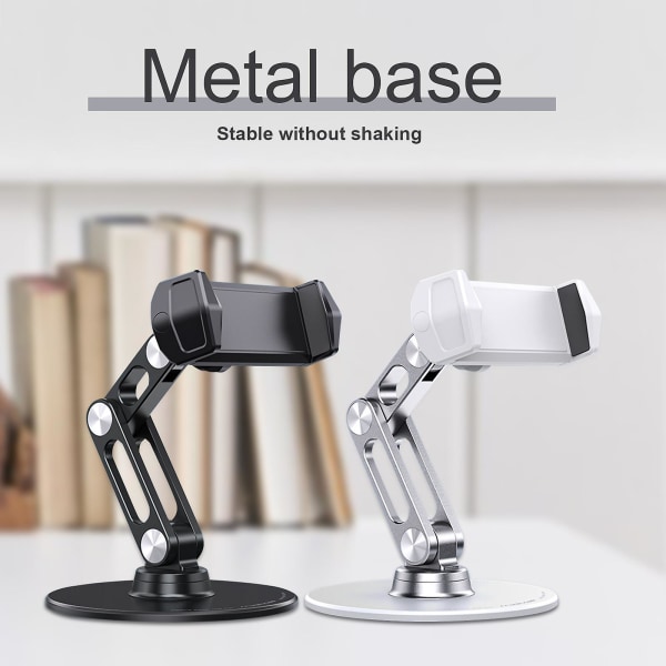 360 Fleksibel Lazy Desk Telefonholder Lang Arm Tablet Stativfeste Universal（Sølv）