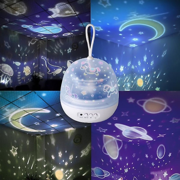 Starry Sky Light Bedroom Romantic Rotating Portable Led Nightlight Usb Unicorn Projection Lamp Christmas Lightwhite