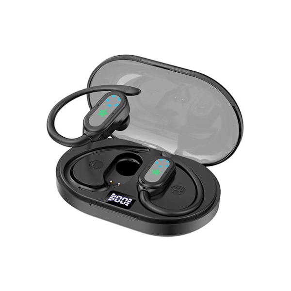 Bluetooth 5.4 In Ear Hanging LED Digital Display HiFi Ljudkvalitet Högdefinitions Samtal Riktningsbestämda Trådlösa Öronproppar（Svart）
