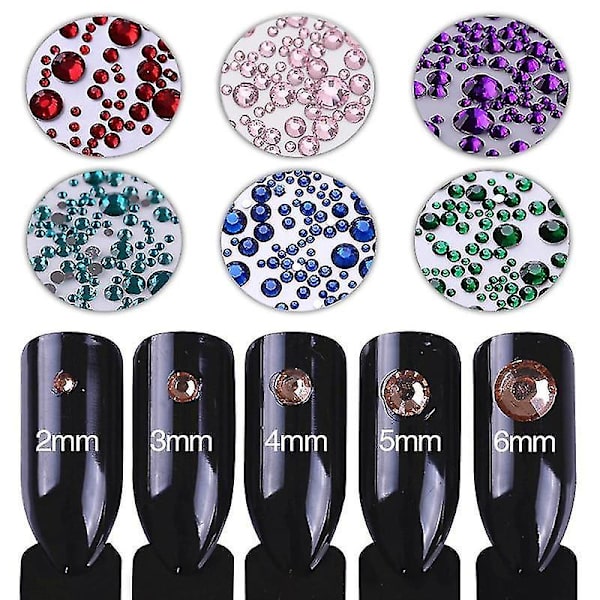 ND04 3D Neglekunst Rhinestone Mix Størrelser Ab Farver Flad Bund Kameleon Neglestifter