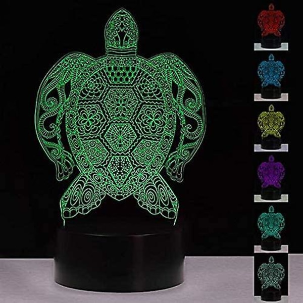 Turtle 3d Lysende Optisk Illusion Lampe Skildpadde Farve Effekt Skildpadde Lanterne Touch Switch Usb