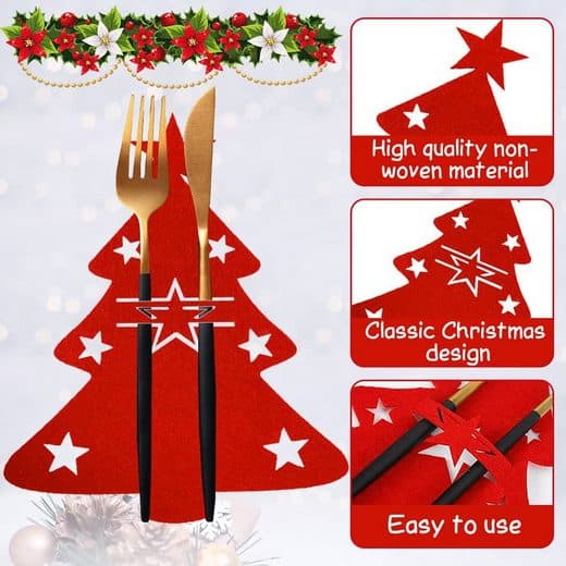 Julgransbestickset – Miniatyrjulgransprydnad – Julbestickpåse (grå – 12-pack)