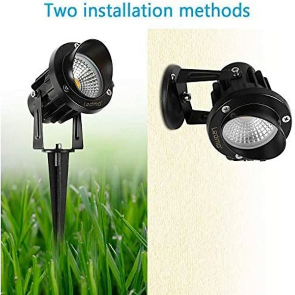 9W LED-strålkastare för utomhusbruk med markspett 3000K-3300k 900LM LED-spikbelysning för utomhusbruk IP65 Vattentät trädgårdslampa Varmvit 2-pack