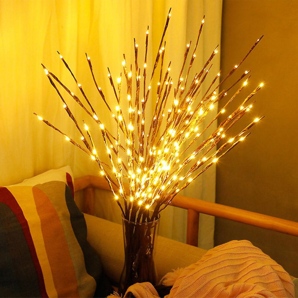 2023 Uusi päivitetty Led Branch Light Akkukäyttöinen Valaistu Branch Maljakkotäyte Willow Tree Keinotekoinen Little Twig Led-lamppu (1 pakkaus, monivärinen)