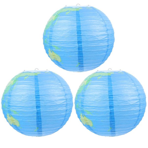 3 st jordglobformade papperslyktor stora papperslyktor DIY jordglob papperslykta festdekoration (30.00X30.00X30.00CM, som visas på bilden)