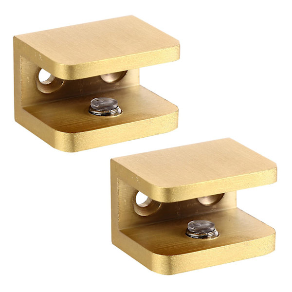 2-pakkaus lasihyllyn pidike portaiden kaide neliön muotoinen lasin kiinnitysteline (3,1 x 2,3 cm, kulta)