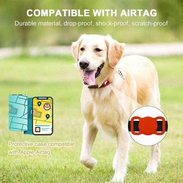 2 st Pet Silikon AirTag Cover för AirTag GPS Finder Hund Katthalsband Spänne, Justerbar Anti-Lost Locator Airtags Silikon Pet Cover