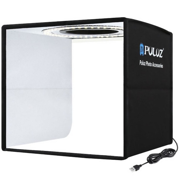 1 set hopfällbar fotobelysningsstudio portabel skjuttältlåda LED-ljuslåda (24,5X24,5CM, svart)