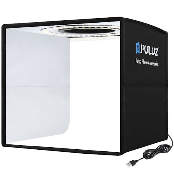 1 set hopfällbar fotografering belysningsstudio bärbar fotografering tältlåda LED ljuslåda (24,5X24,5CM, svart)