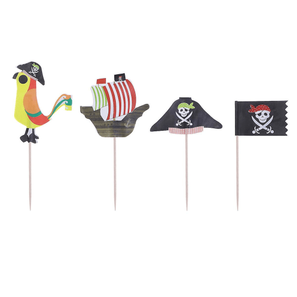 40 stykker frugtkage toppers Pirat tema fest dekoration kage indsatser til fødselsdag Halloween fester (størrelse 1, som vist på billedet)