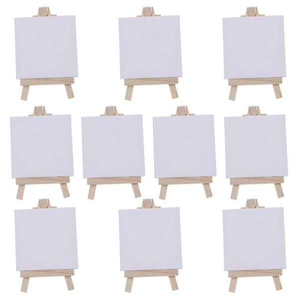 10-Pack Mini Canvas Panel Treeasel Tegnebrettsett for maling Håndverk Maling Dekorasjon Gaver og barn læring Education (Hvit) (M,)