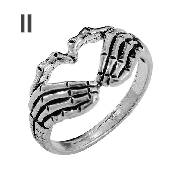 Hjärtformade händer löfte ring, kärlek fred vänskap smycken gåva, legering material, justerbar storlek för kvinnor och män（11，Silver）