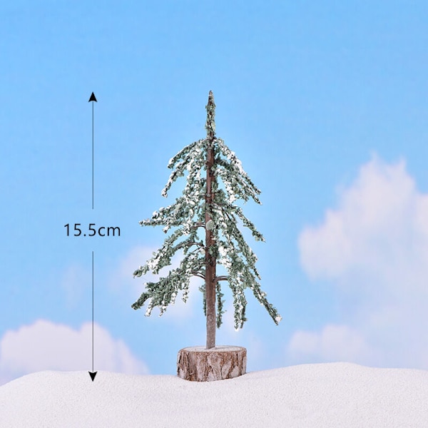 Set med 6 miniatyrkonstgjorda julgranar små konstgjorda julgranar träbas stor tallved för festlig heminredning 15,5 cm