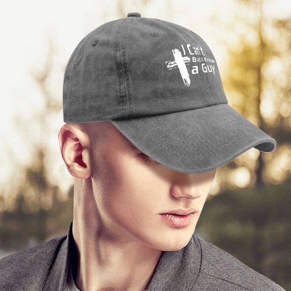 Jeg kan ikke, men jeg kjenner en fyr Christian Cross Hat for Mens Vintage Dad Hat Womens（Grå）