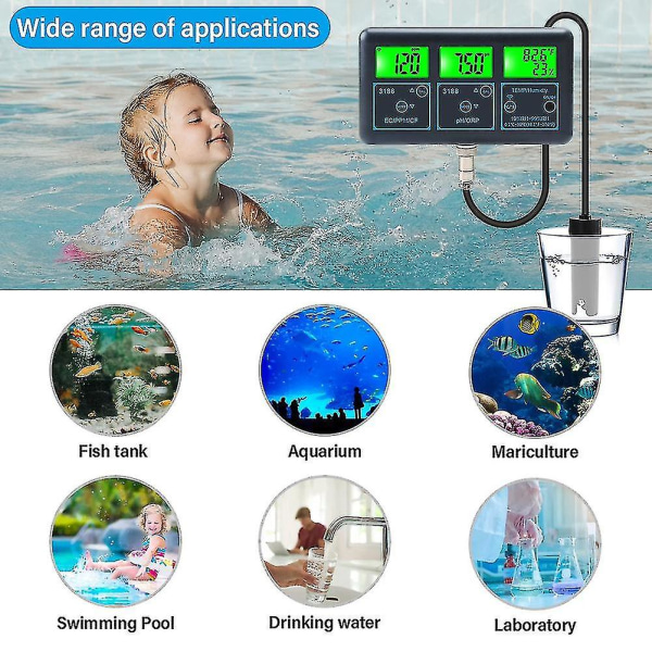 Wifi Tuya Smart Monitor Fisk Tank Akvarium Pool Online Vattenmätare Ph Orp Ppm Fuktighetstestare Eu Pl