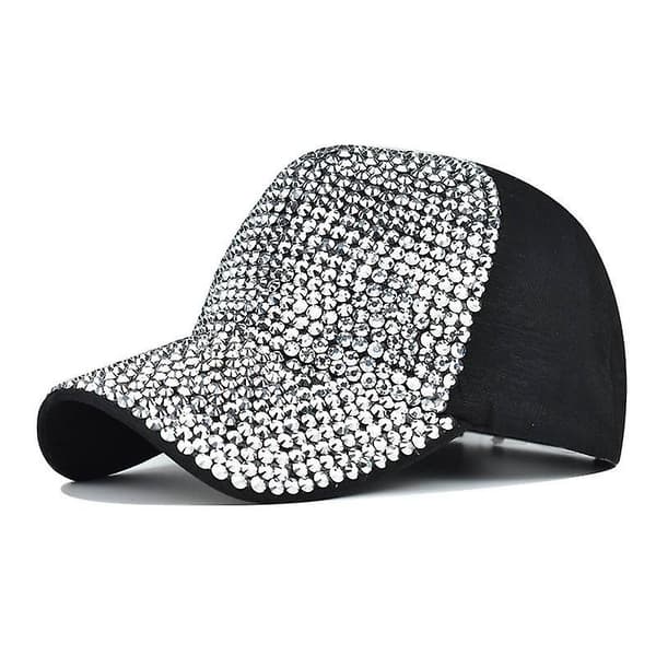 Kvinnors flash diamant basebollkeps ljus bräda keps（Justerbar，Vit）
