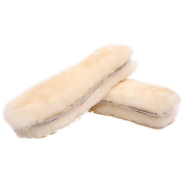 Par ull innleggssåler kaldt vær fluffy innleggssåler unisex ull innleggssåler (8, hvit)
