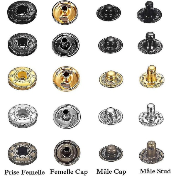 120 Set Läder Knappar Kit 6 Färg Metall Knappar Med 4 st Fästverktyg