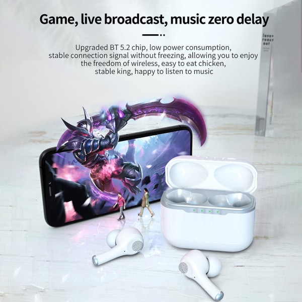 J7 Bluetooth-headset trådlöst in-ear ANC/ENC dubbla mikrofon brusreducerande Bluetooth-headset privat modell (vit)
